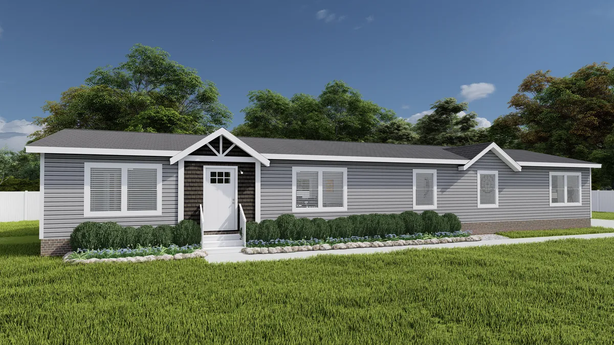 The GRAND LIVING 76 Exterior. This Manufactured Mobile Home features 4 bedrooms and 2 baths.
