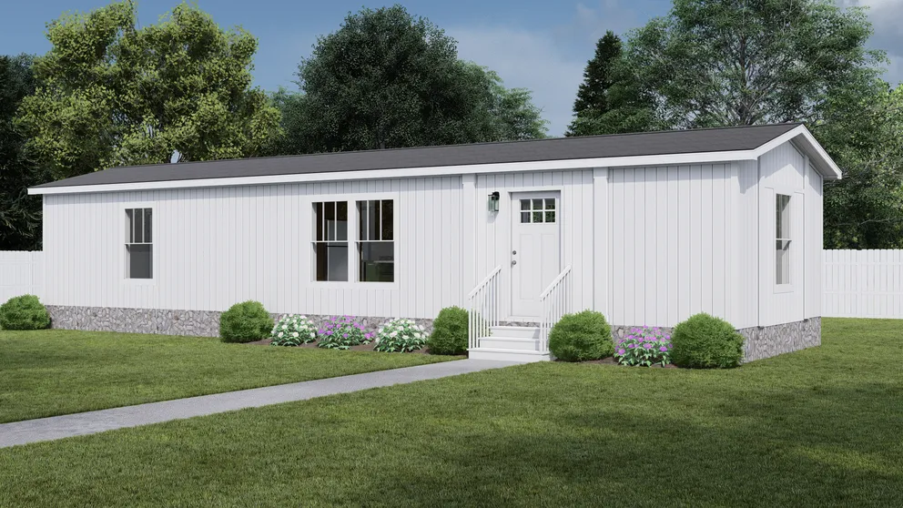 The LAYLA Exterior. This Manufactured Mobile Home features 2 bedrooms and 1 bath.