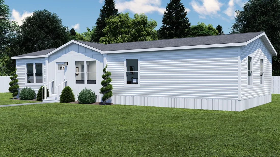 The PURPLE RAIN Exterior. This Manufactured Mobile Home features 3 bedrooms and 2 baths.