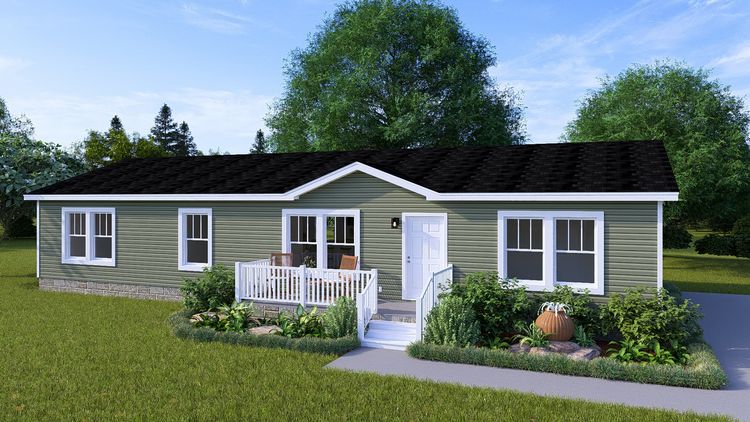 The ECLIPSE/6028-MS063 Exterior. This Manufactured Mobile Home features 3 bedrooms and 2 baths.