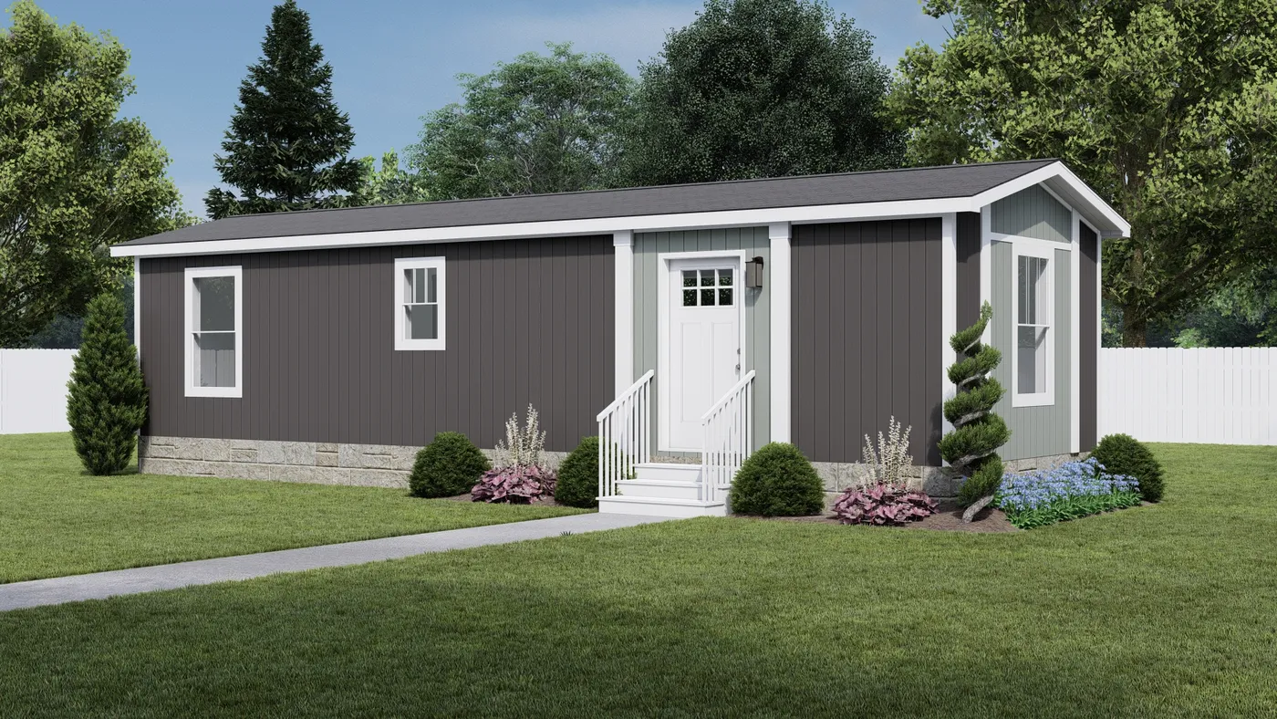 The IMAGINE Exterior. This Manufactured Mobile Home features 1 bedroom and 1 bath.