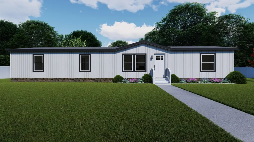 Tulle White - Standard elevation. The MOROCCO Exterior. This Manufactured Mobile Home features 4 bedrooms and 2 baths.