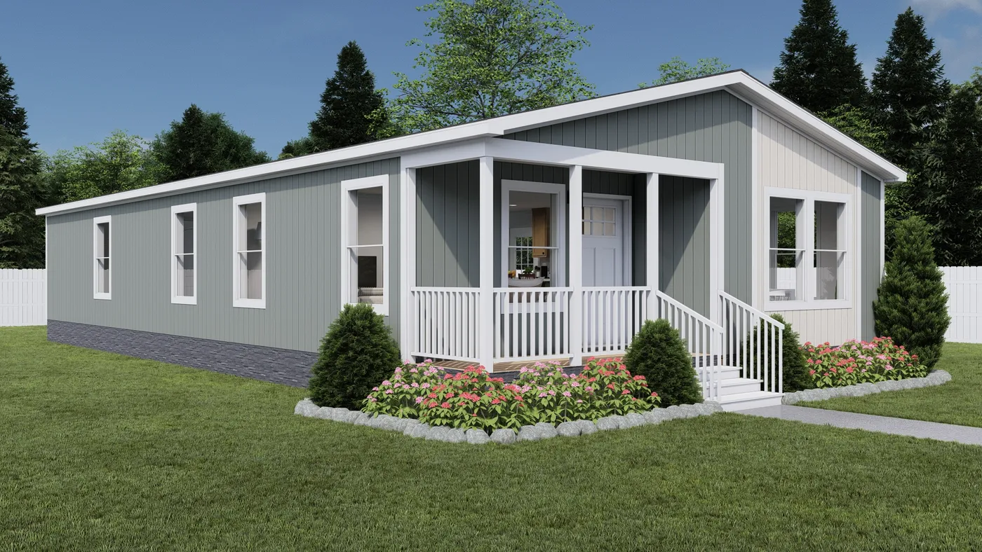 The STAYIN' ALIVE Exterior. This Modular Home features 3 bedrooms and 2 baths.