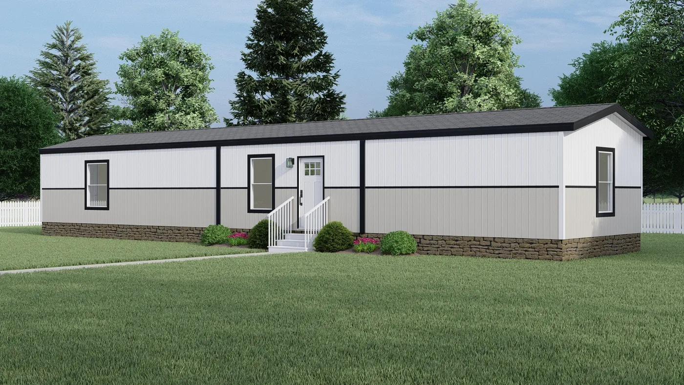 Southern Ranch - TulleWhite. The CLARK Exterior. This Manufactured Mobile Home features 3 bedrooms and 2 baths.