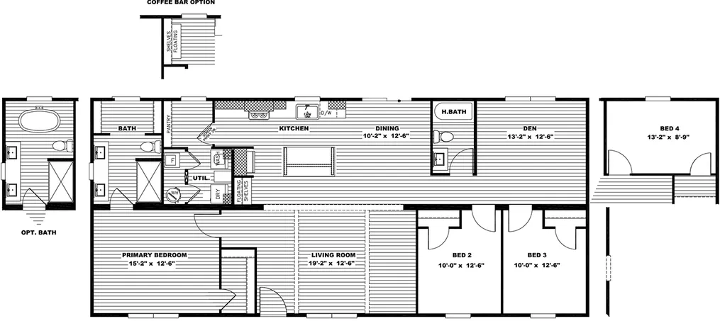 The THE LORALEI Exterior. This Manufactured Mobile Home features 3 bedrooms and 2 baths.