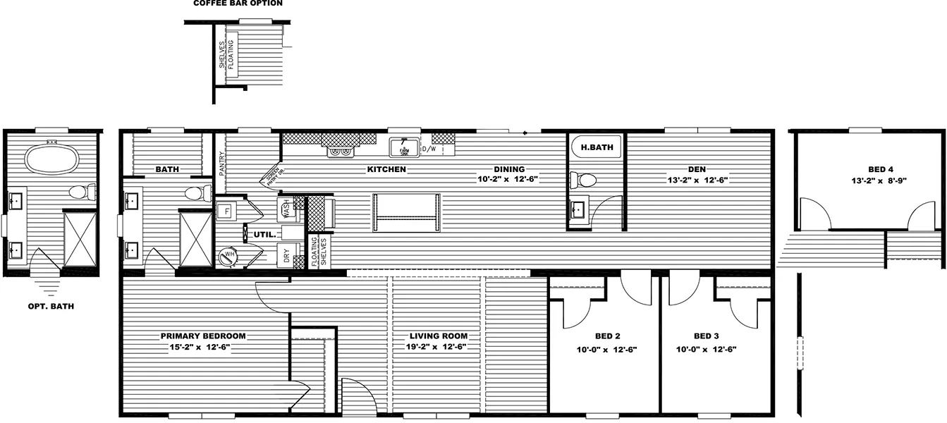 The THE LORALEI Exterior. This Manufactured Mobile Home features 3 bedrooms and 2 baths.