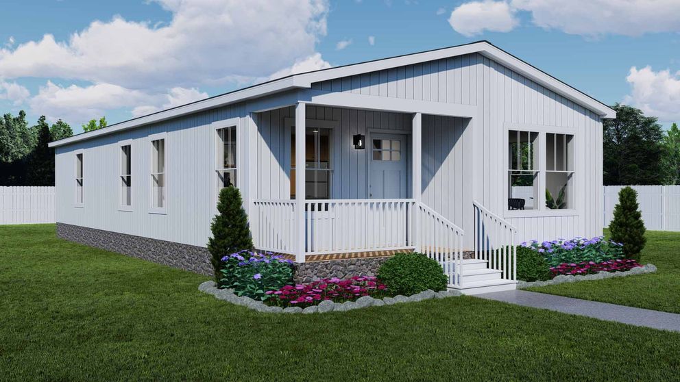 The STAND BY ME Exterior. This Manufactured Mobile Home features 3 bedrooms and 2 baths.