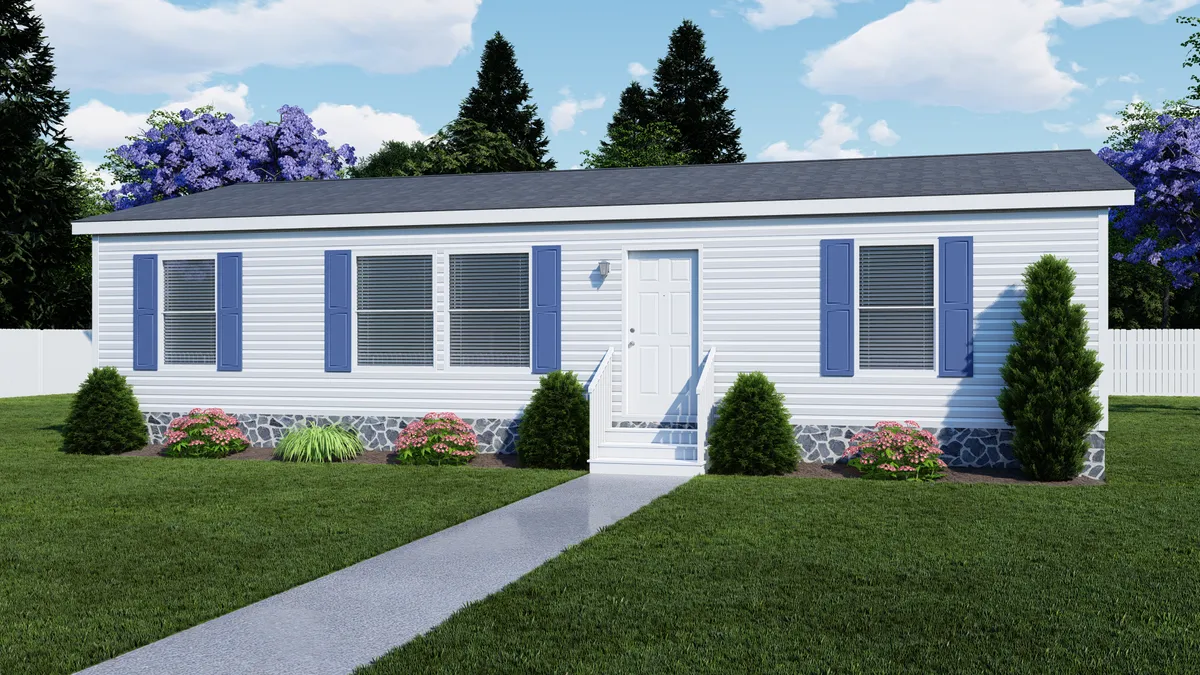 The 4428-E781 THE PULSE Exterior. This Manufactured Mobile Home features 3 bedrooms and 2 baths.