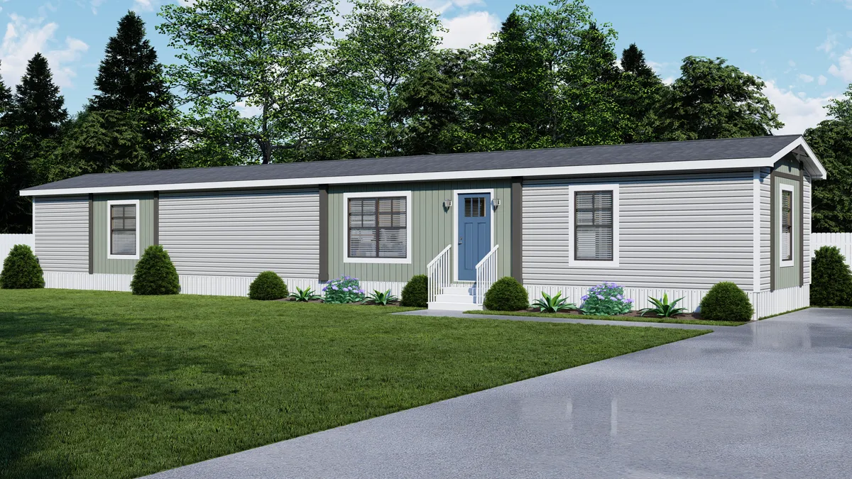 The ANNIE Exterior. This Manufactured Mobile Home features 3 bedrooms and 2 baths.
