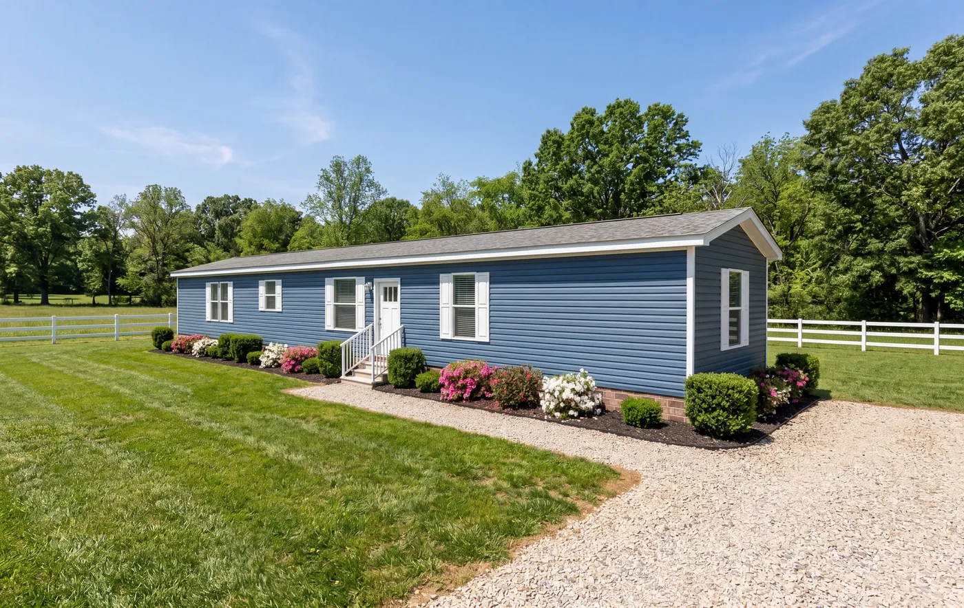 The THE OLYMPUS Exterior. This Manufactured Mobile Home features 3 bedrooms and 2 baths.