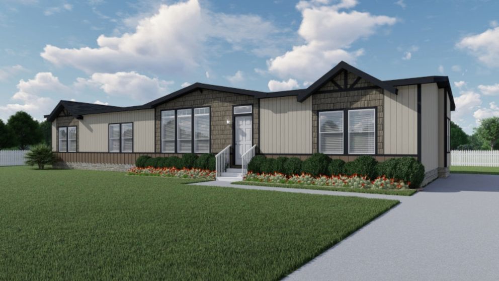The EDGEWOOD Exterior. This Manufactured Mobile Home features 3 bedrooms and 2 baths.