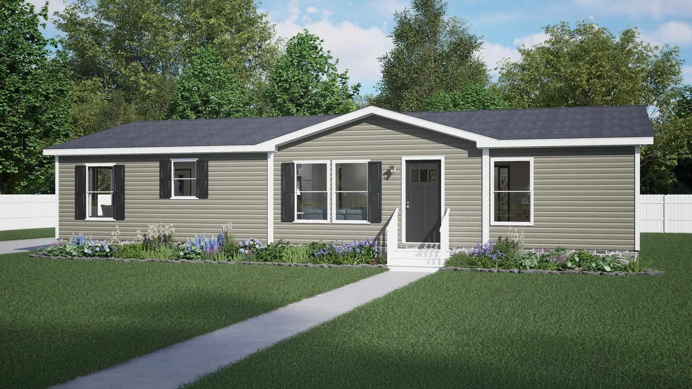 The FLOURISH Exterior. This Manufactured Mobile Home features 3 bedrooms and 2 baths.