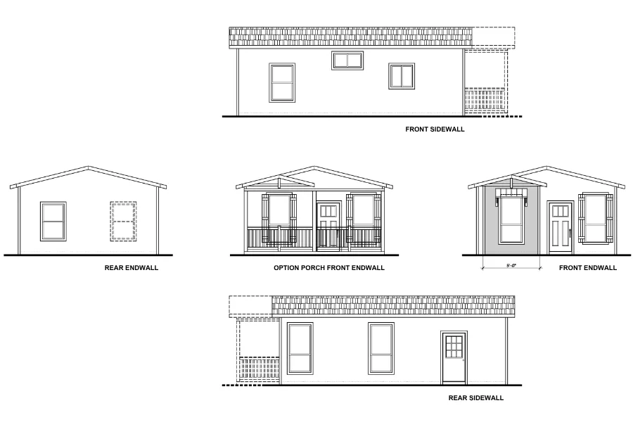 The RAMONES Exterior. This Manufactured Mobile Home features 2 bedrooms and 1 bath.