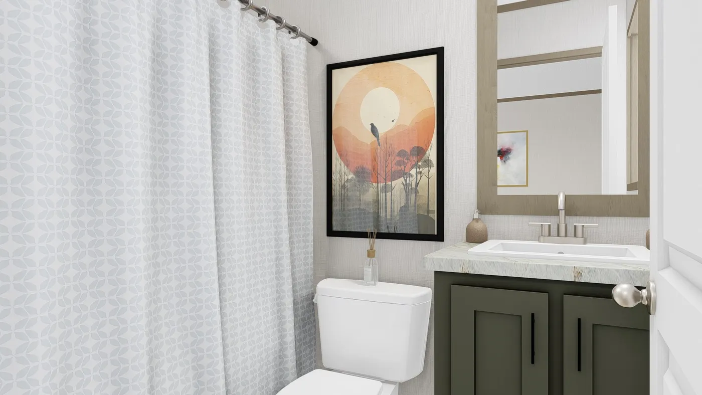 The CORTES 6414-1460 Exterior. This Manufactured Mobile Home features 2 bedrooms and 2 baths.