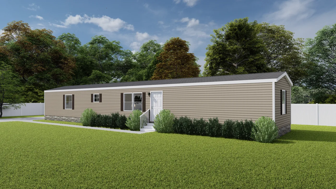 The GRAND LIVING 76B Exterior. This Manufactured Mobile Home features 3 bedrooms and 2 baths.