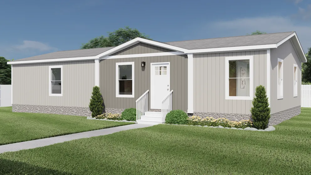 The FREE BIRD Exterior. This Modular Home features 3 bedrooms and 2 baths.