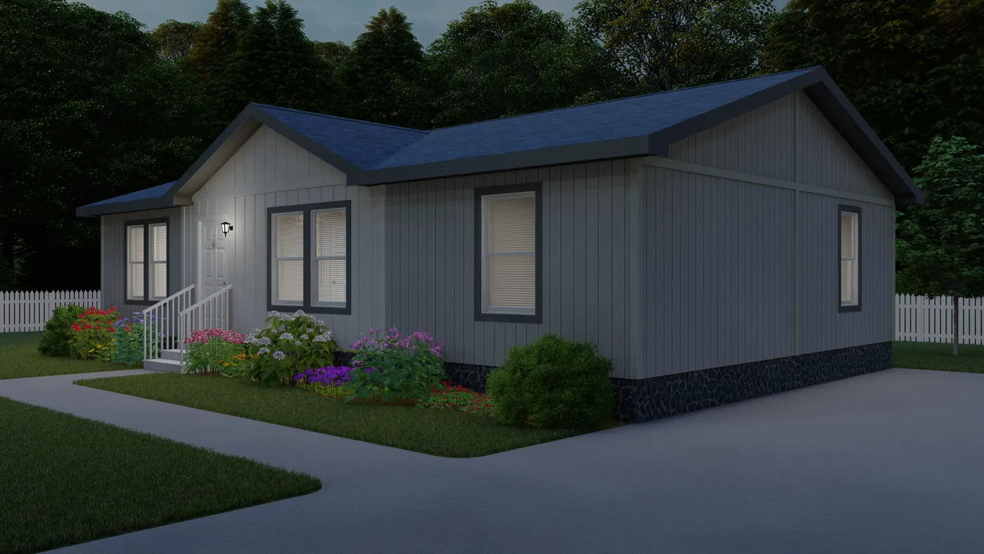 The 2036 COLUMBIA RIVER (NEW) Exterior. This Manufactured Mobile Home features 3 bedrooms and 2 baths.