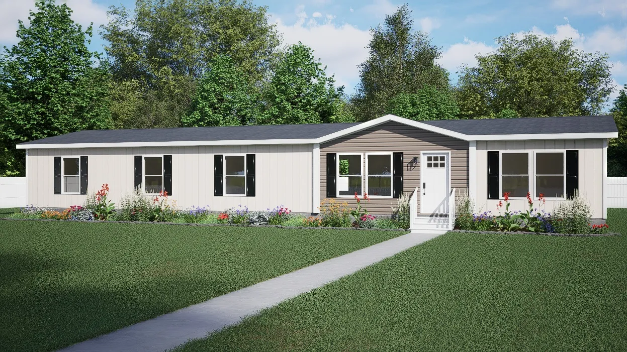 The SEVIER Exterior. This Manufactured Mobile Home features 4 bedrooms and 3 baths.