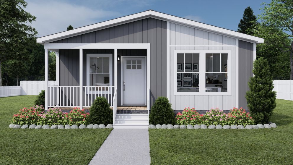 The STAYIN' ALIVE Exterior. This Manufactured Mobile Home features 3 bedrooms and 2 baths.