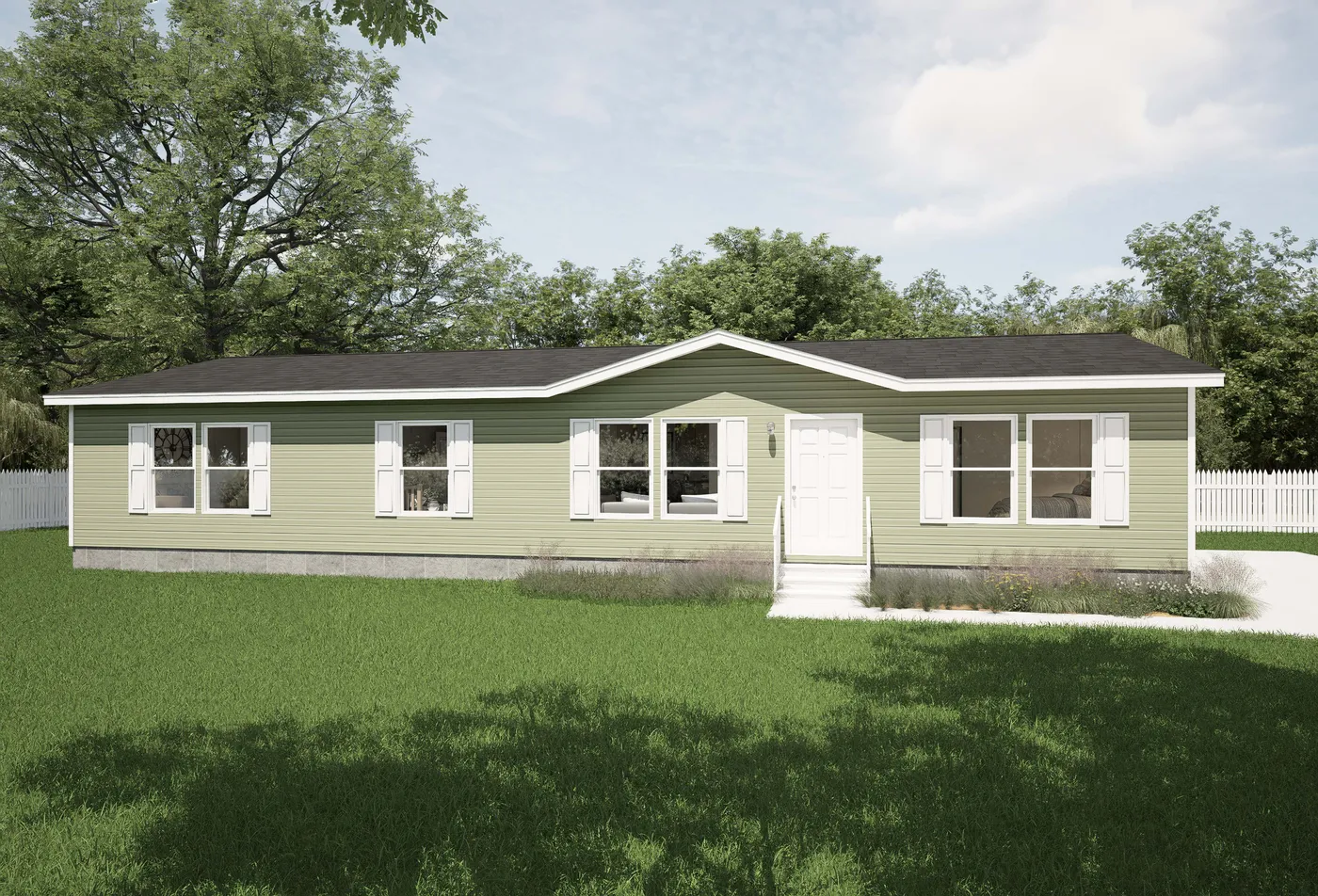 The DAWN Exterior. This Manufactured Mobile Home features 3 bedrooms and 2 baths.