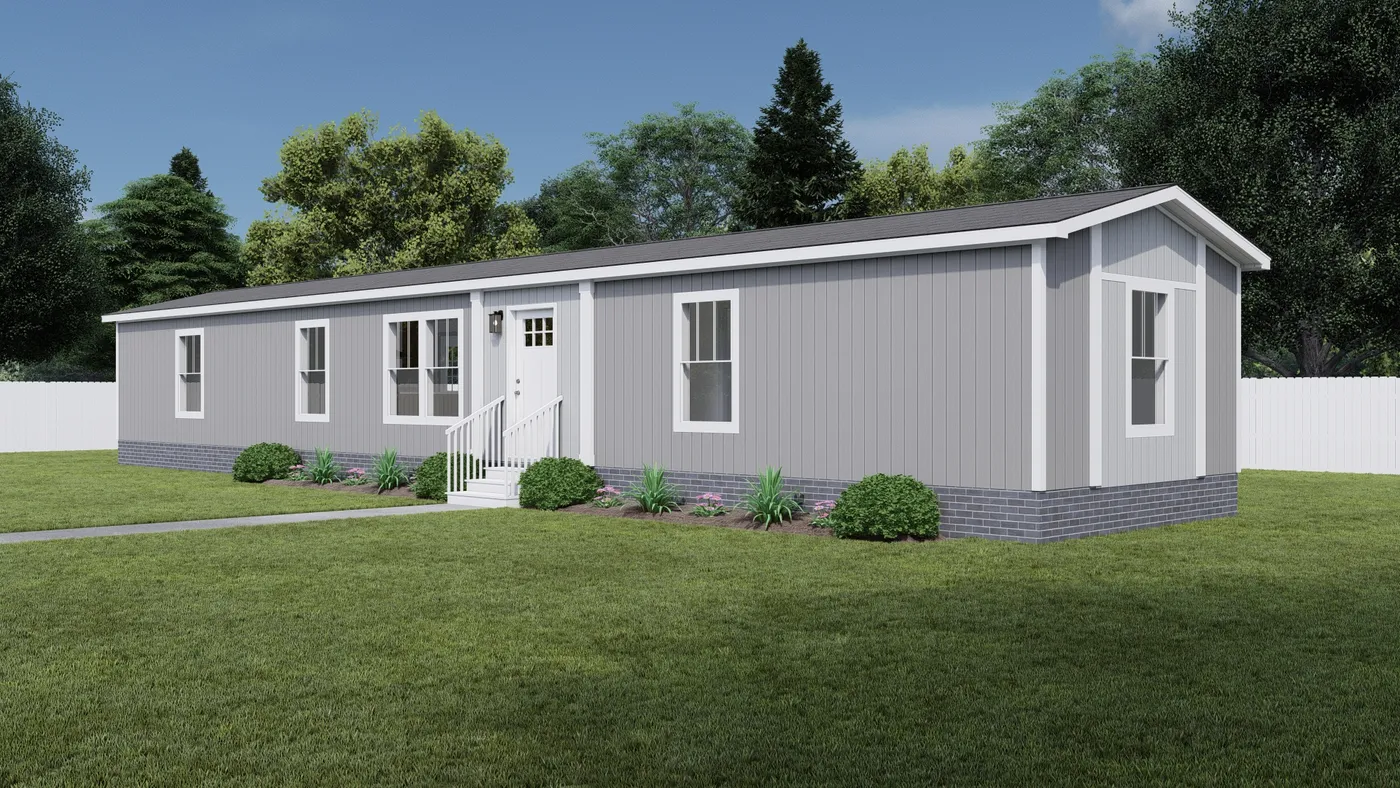The MOVE ON UP Exterior. This Manufactured Mobile Home features 3 bedrooms and 2 baths.