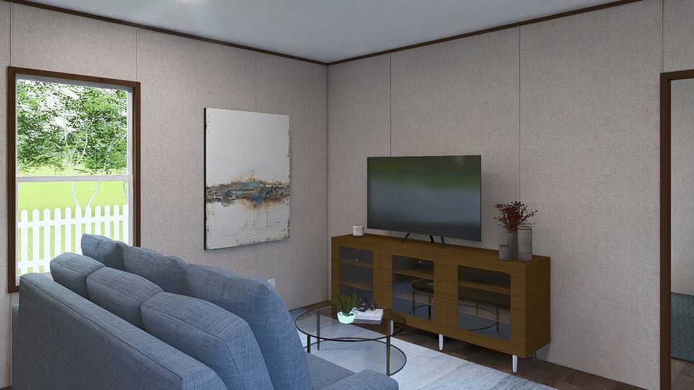 The ELM Exterior. This Manufactured Mobile Home features 2 bedrooms and 1 bath.