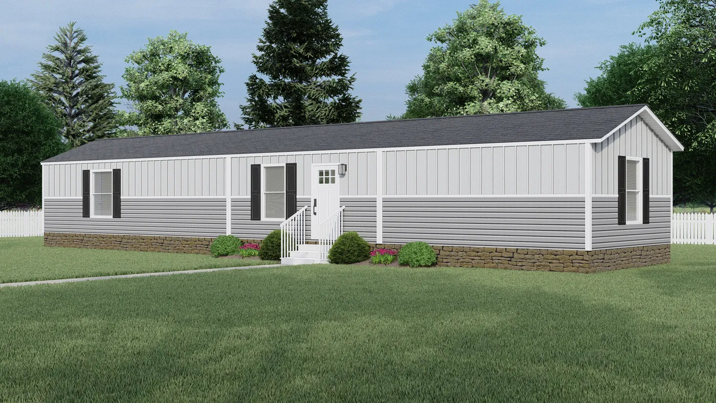 The CLARK 7016-1066 Exterior. This Manufactured Mobile Home features 3 bedrooms and 2 baths.