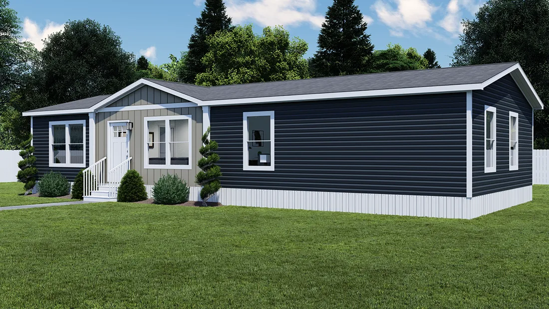 The PURPLE RAIN Exterior. This Manufactured Mobile Home features 3 bedrooms and 2 baths.
