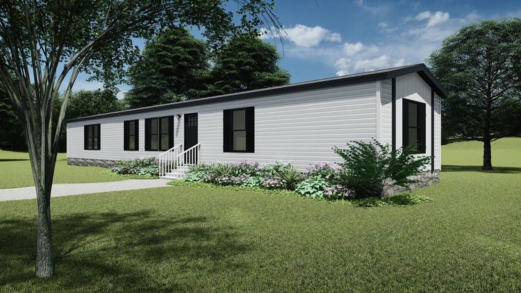 The 1676B Exterior. This Manufactured Mobile Home features 3 bedrooms and 2 baths.