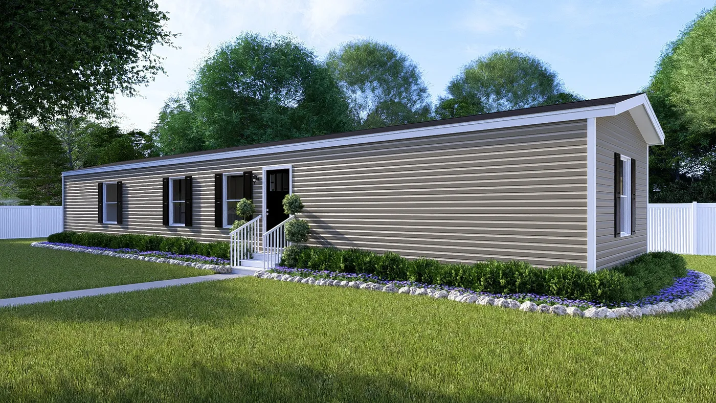 The DYNAMIC Exterior. This Manufactured Mobile Home features 3 bedrooms and 2 baths.