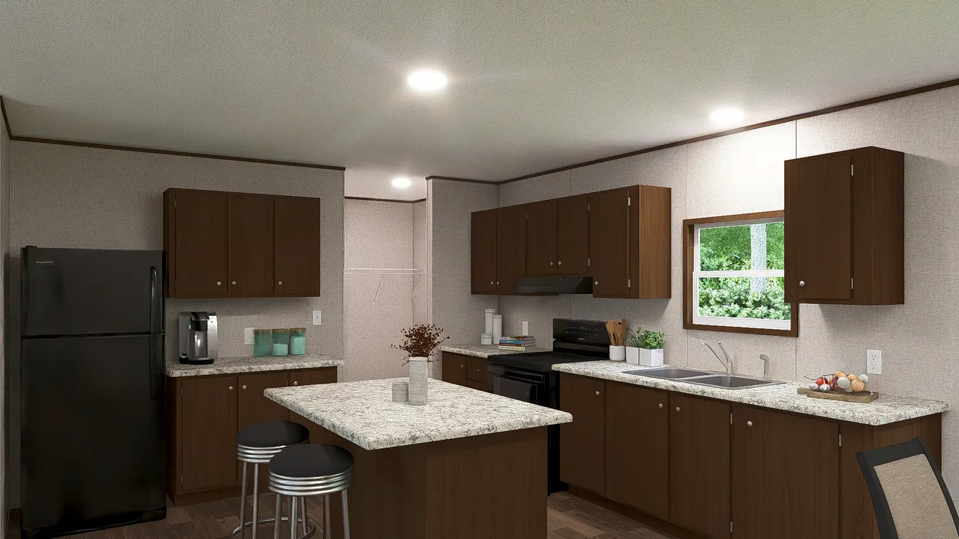 The SPRUCE Exterior. This Manufactured Mobile Home features 3 bedrooms and 2 baths.