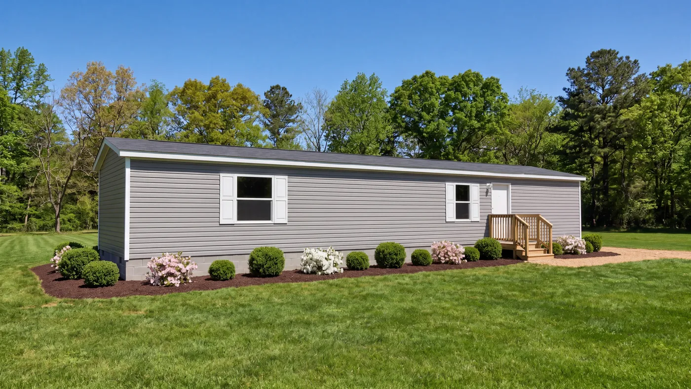 The DOGWOOD Exterior. This Manufactured Mobile Home features 2 bedrooms and 2 baths.