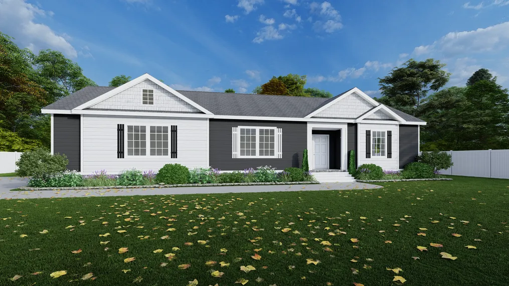 The 2483 HERITAGE Exterior. This Modular Home features 3 bedrooms and 2 baths.