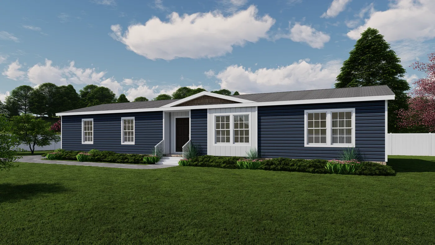 The 1533 THE BROOK HUD Exterior. This Manufactured Mobile Home features 3 bedrooms and 2 baths.