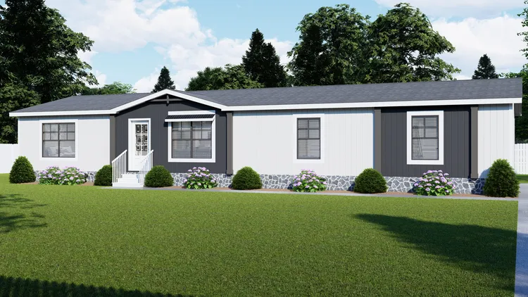 The EVERETT Exterior. This Manufactured Mobile Home features 4 bedrooms and 3 baths.