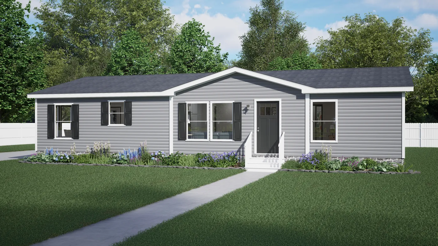 The THE FLOURISH Exterior. This Manufactured Mobile Home features 3 bedrooms and 2 baths.
