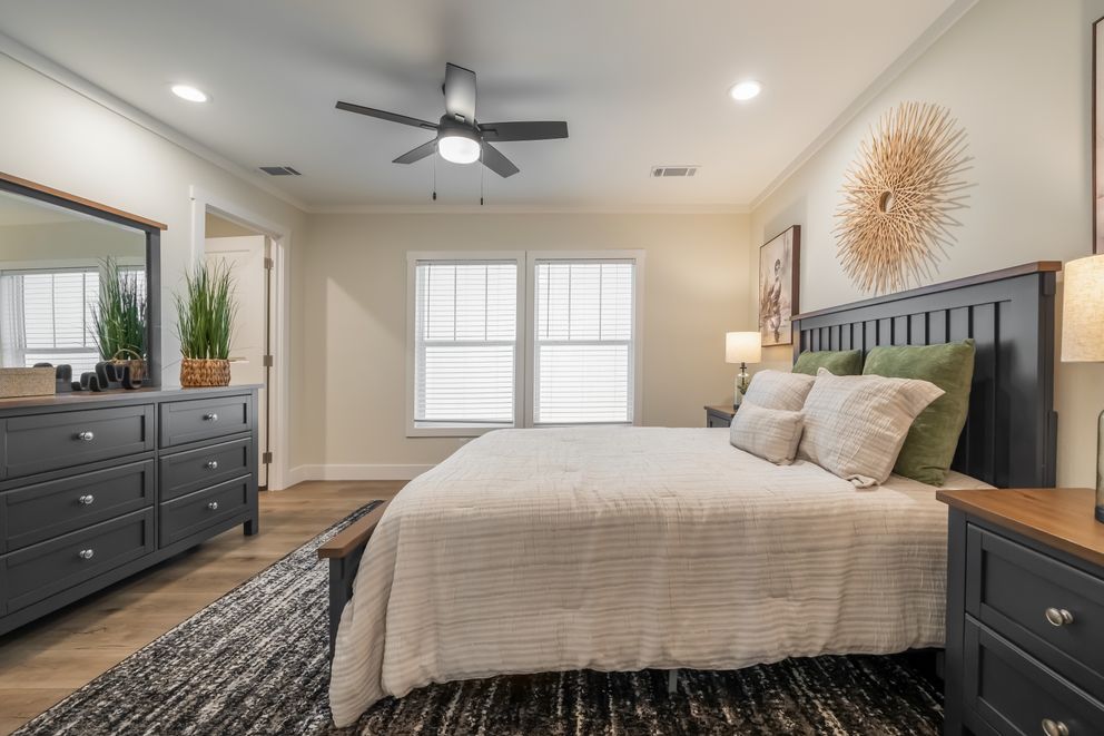 The LEAN ON ME Exterior. This Manufactured Mobile Home features 3 bedrooms and 2 baths.