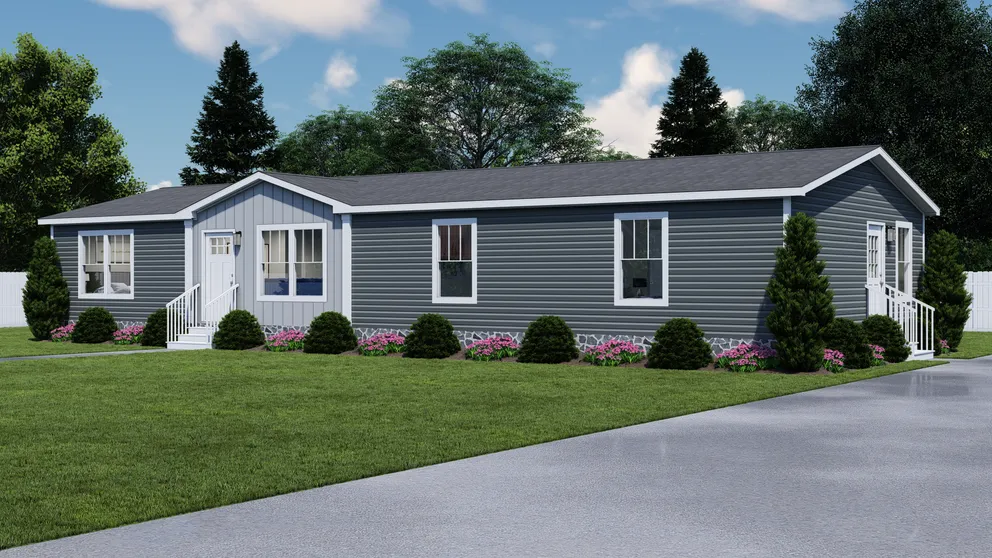 The ROCKET MAN Exterior. This Manufactured Mobile Home features 3 bedrooms and 2 baths.
