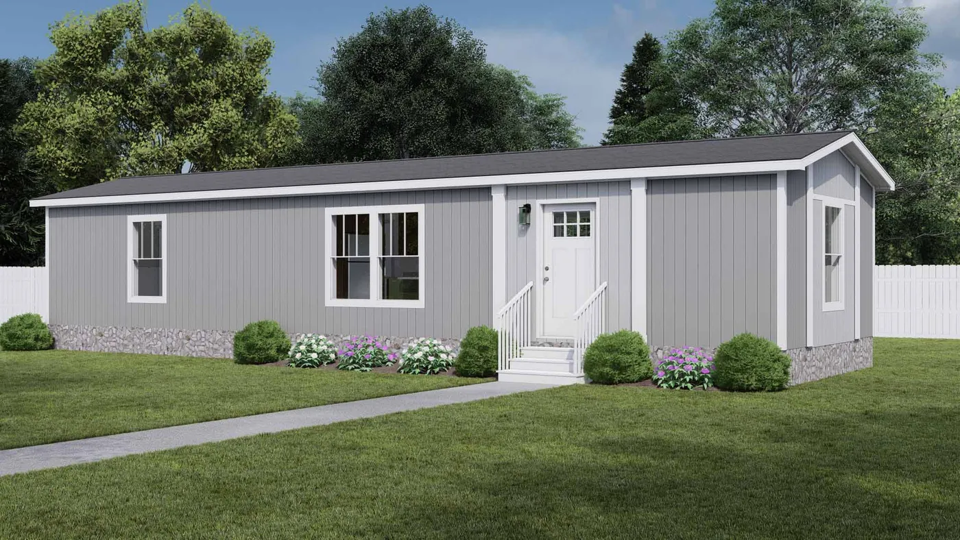 The LAYLA Exterior. This Manufactured Mobile Home features 2 bedrooms and 1 bath.