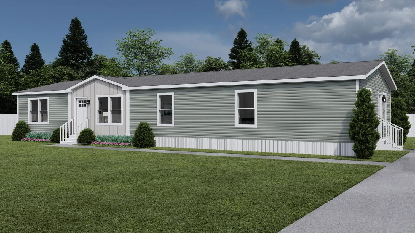 The HEY JUDE Exterior. This Manufactured Mobile Home features 4 bedrooms and 2 baths.