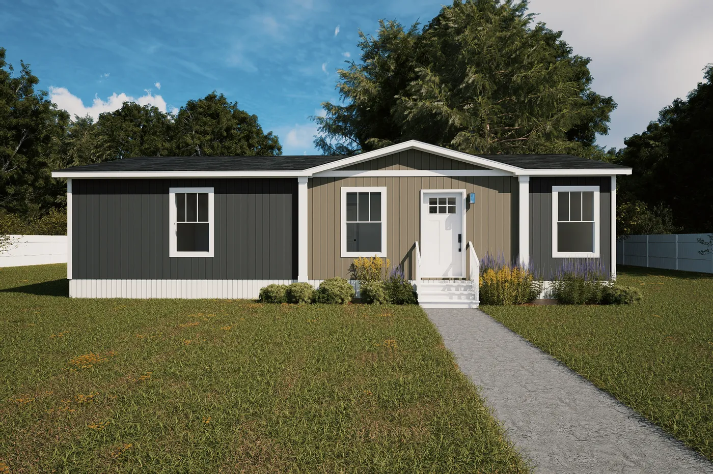 The MELODY Exterior. This Manufactured Mobile Home features 3 bedrooms and 2 baths.