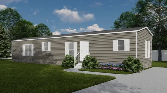 The ANNIVERSARY 16602A Exterior. This Manufactured Mobile Home features 2 bedrooms and 2 baths.