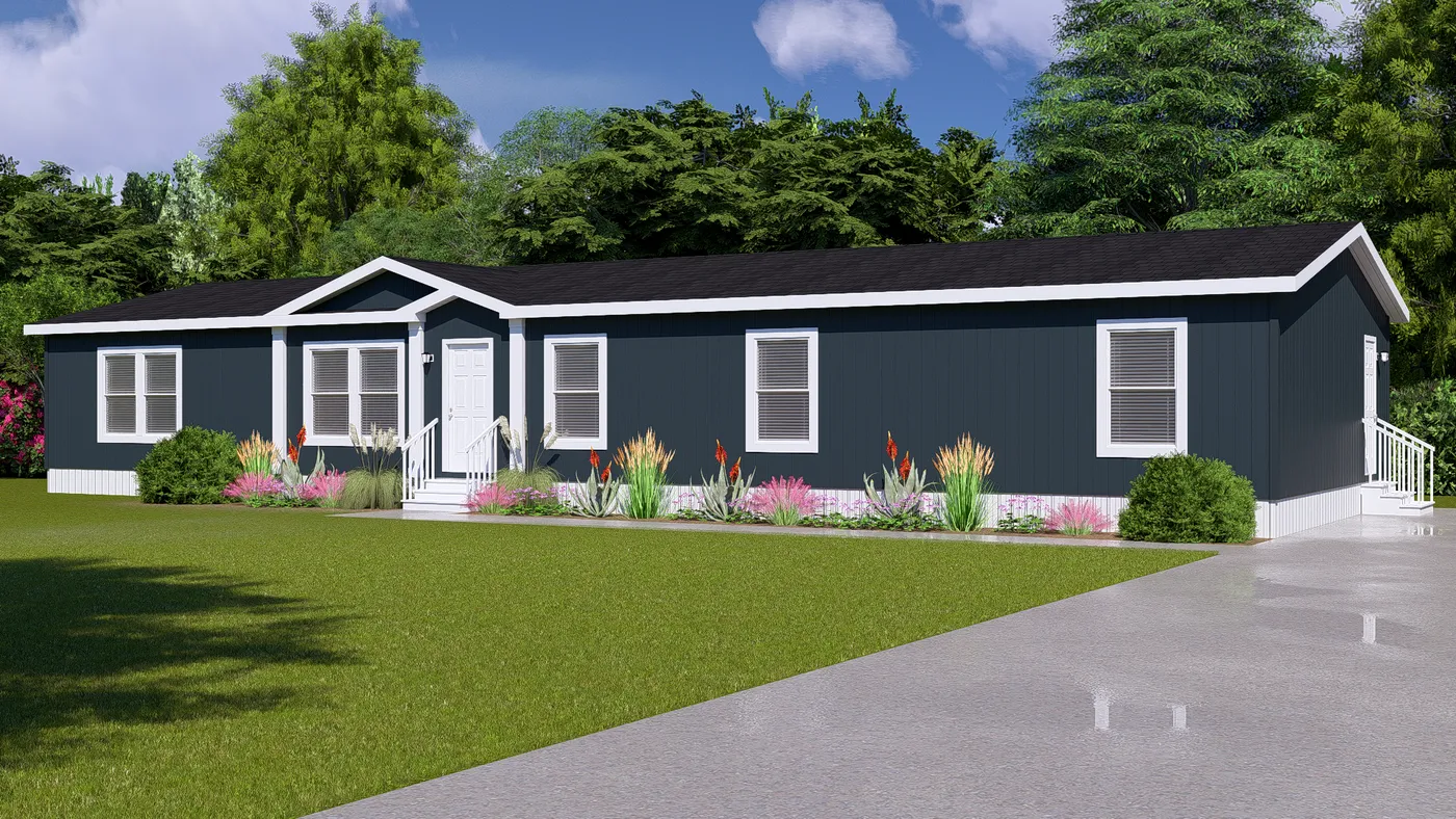 The ABSOLUTE VALUE Exterior. This Manufactured Mobile Home features 4 bedrooms and 2 baths.