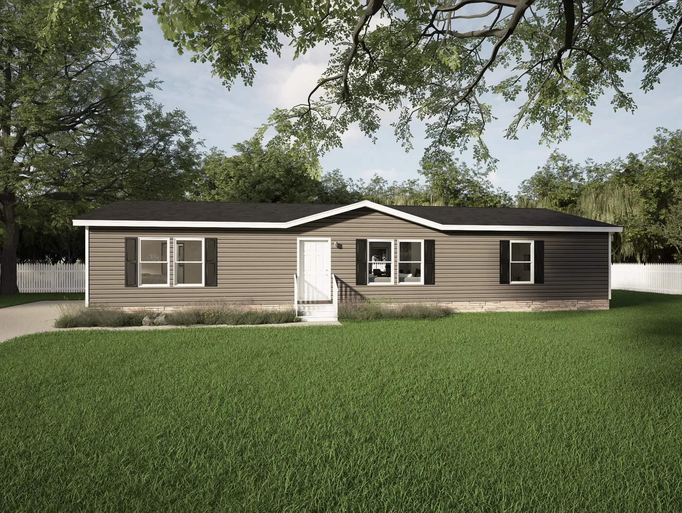 The HARBOR Exterior. This Manufactured Mobile Home features 3 bedrooms and 2 baths.