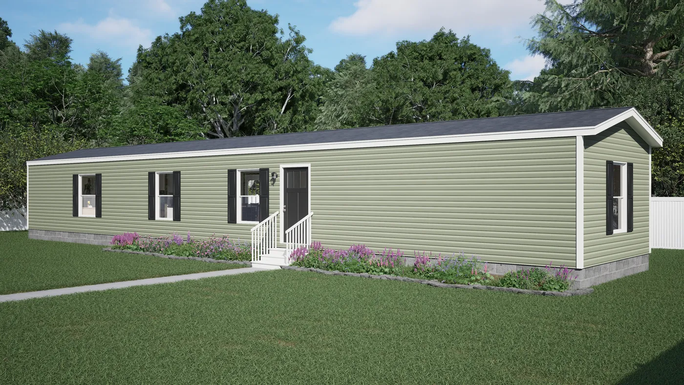 The ESSENCE Exterior. This Manufactured Mobile Home features 3 bedrooms and 2 baths.