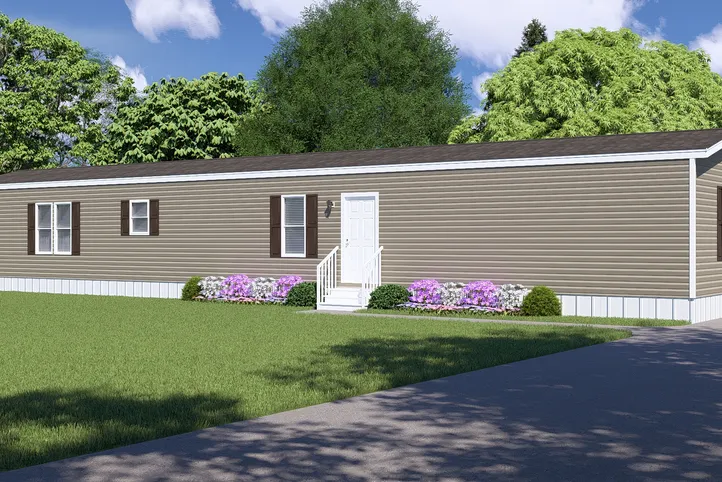 The THE ANNIVERSARY 76 Exterior. This Manufactured Mobile Home features 3 bedrooms and 2 baths.