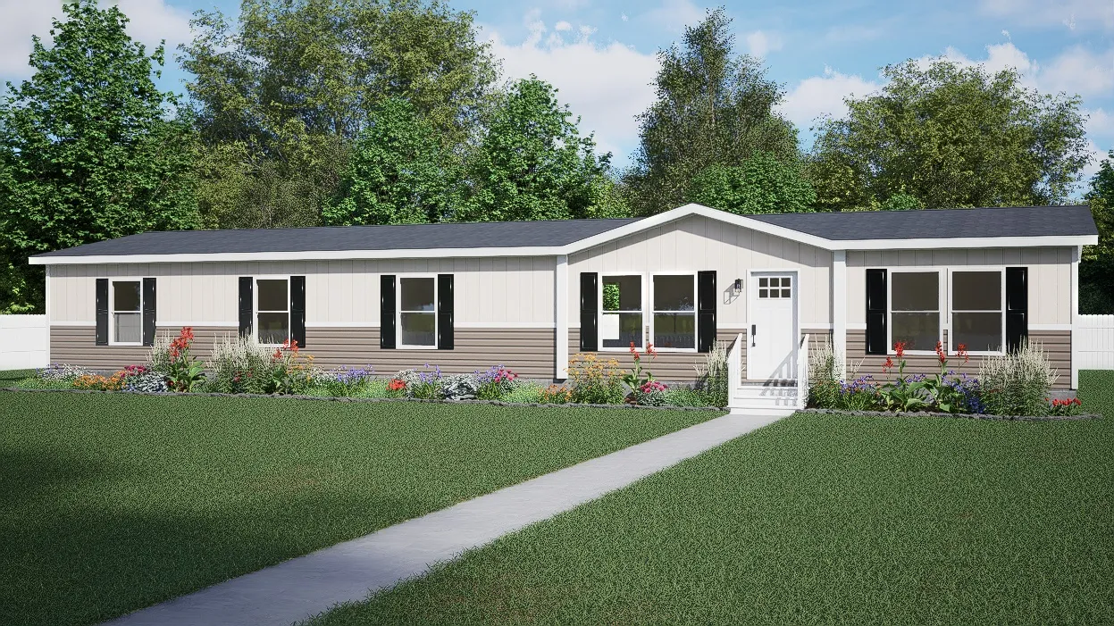 The SEVIER Exterior. This Manufactured Mobile Home features 4 bedrooms and 3 baths.