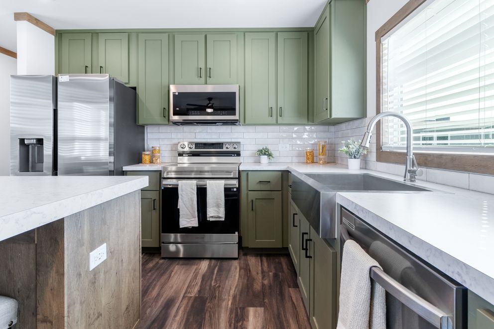 The LEVI Exterior. This Manufactured Mobile Home features 2 bedrooms and 2 baths.