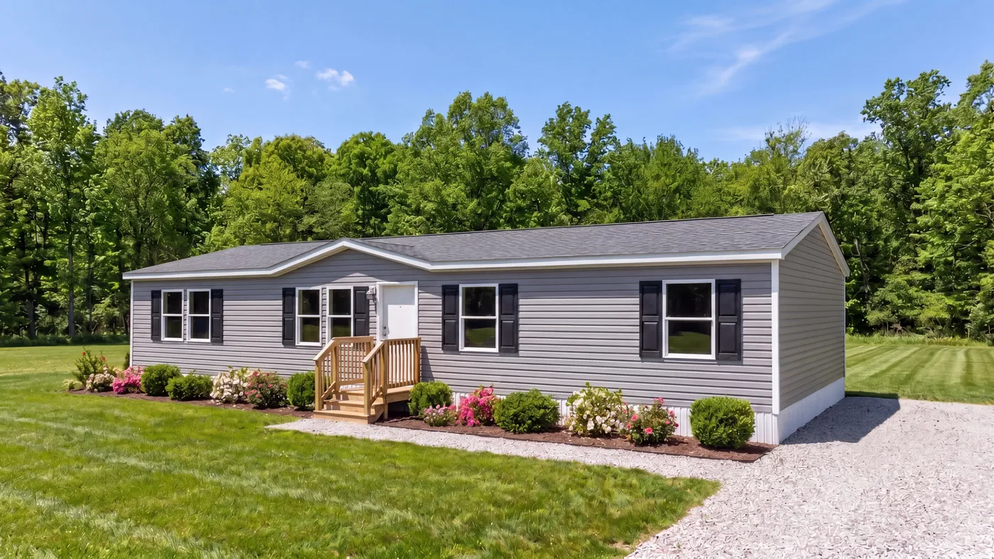 The OAK Exterior. This Manufactured Mobile Home features 4 bedrooms and 2 baths.