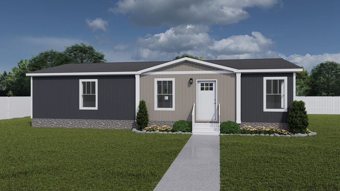 The UNDER PRESSURE Exterior. This Manufactured Mobile Home features 3 bedrooms and 2 baths.